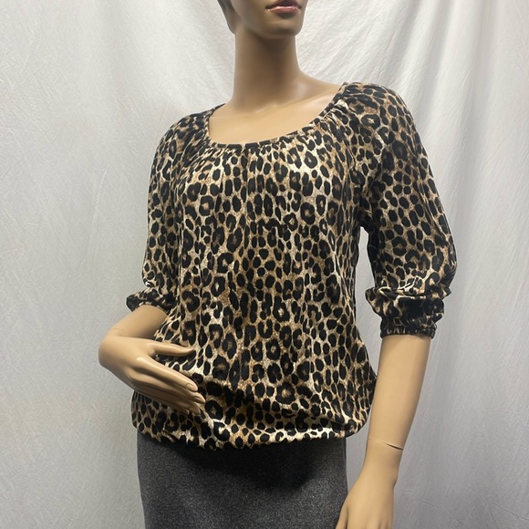 MICHAEL Michael Kors Cheetah Print Pullover 3/4 Sleeve Top - Picture 1 of 9